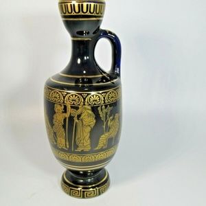 GORGEOUS Vintage KE Handmade in Greece in 24K Gold Vase Black and Gold Accent